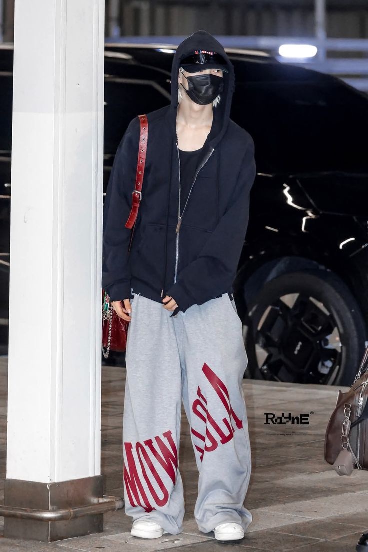 Enhypen NIKI inspired letter print sweatpants casual streetwear pants