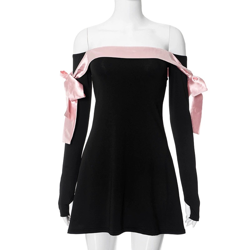 One-line neckline ruffled dress-Outfitidea For Blinks BLACKPINK-Inspired Fashion