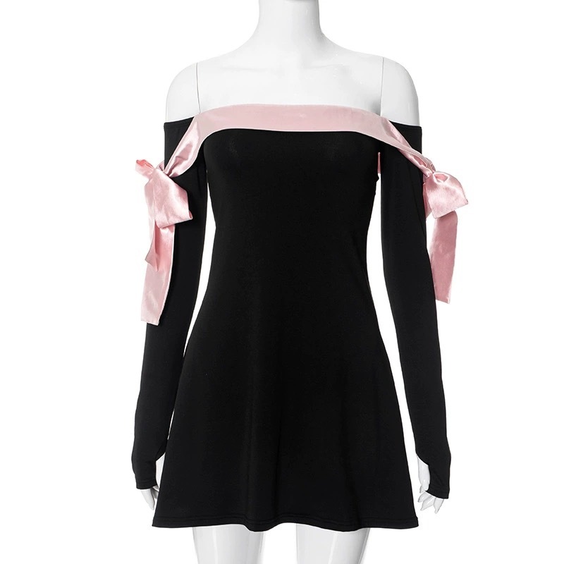 One-line neckline ruffled dress-Outfitidea For Blinks BLACKPINK-Inspired Fashion