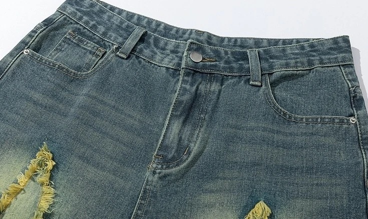 Stray Kids Jeongin Blue Frayed Star Pattern Denim Shorts Pant-straykids