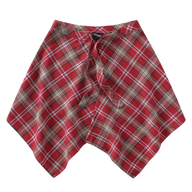  Red Plaid Shirt Waistcoat Hem-Straykids