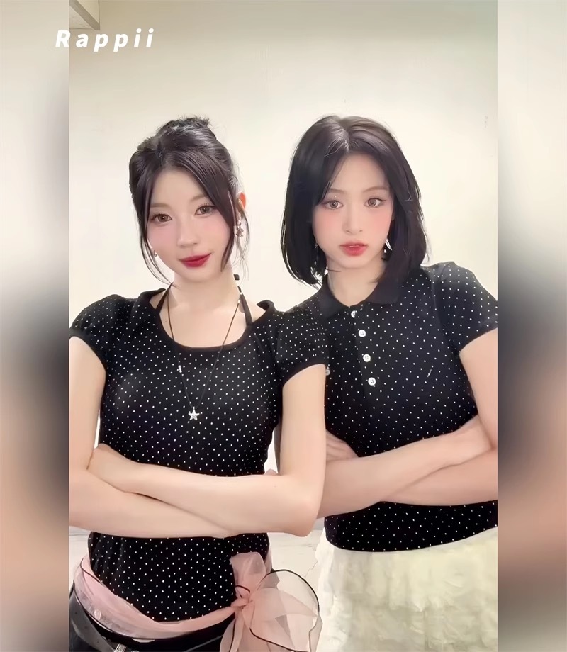 BABYMONSTER Ahyeon & Asa Inspired Dot Print T-Shirt