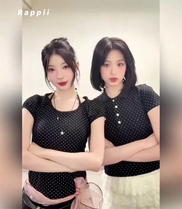 BABYMONSTER Ahyeon & Asa Inspired Dot Print T-Shirt