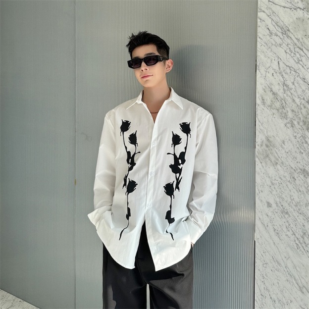 Enhypen Jungwon inspired White Rose Print Shirt