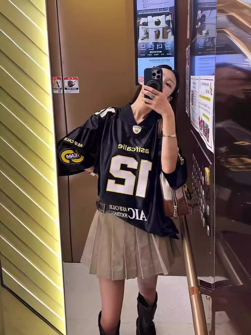 NewJeans Minji Inspired Patchwork Jersey Tshirt-NJZ