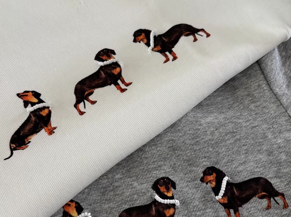 Beaded Necklace Dog Printed Stretch Short Sleeve-inspired by JENNIE for ExtraL Challenge 