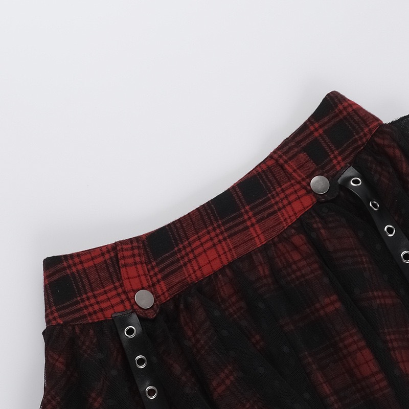 Red Black Polka Dot Mesh Half Skirt-Straykids concert outfitidea for STAY