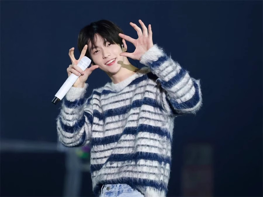 TXT Soobin inspired Blue Stripes Knit Sweater
