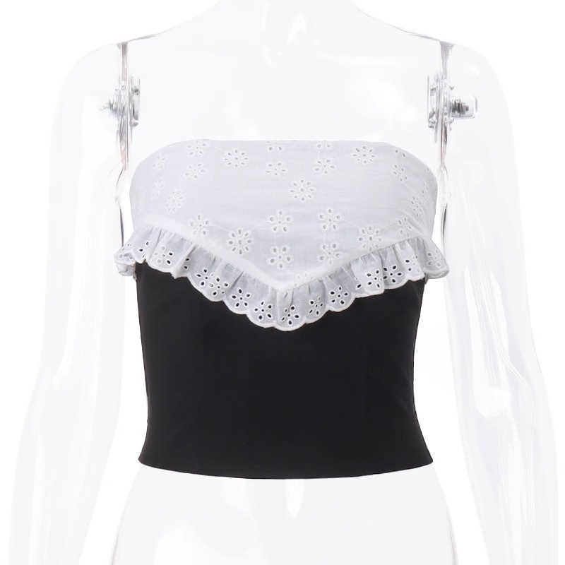 Babymonster Ahyeon Inspired Black White Off-Shoulder Top 