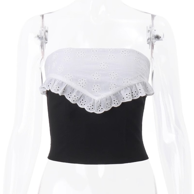 Babymonster Ahyeon Inspired Black White Off-Shoulder Top 