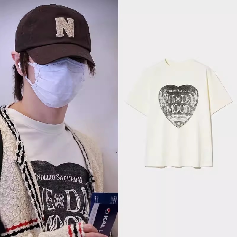 Boynextdoor Sungho  Love Print Retro inspired Short Sleeve T-Shirt