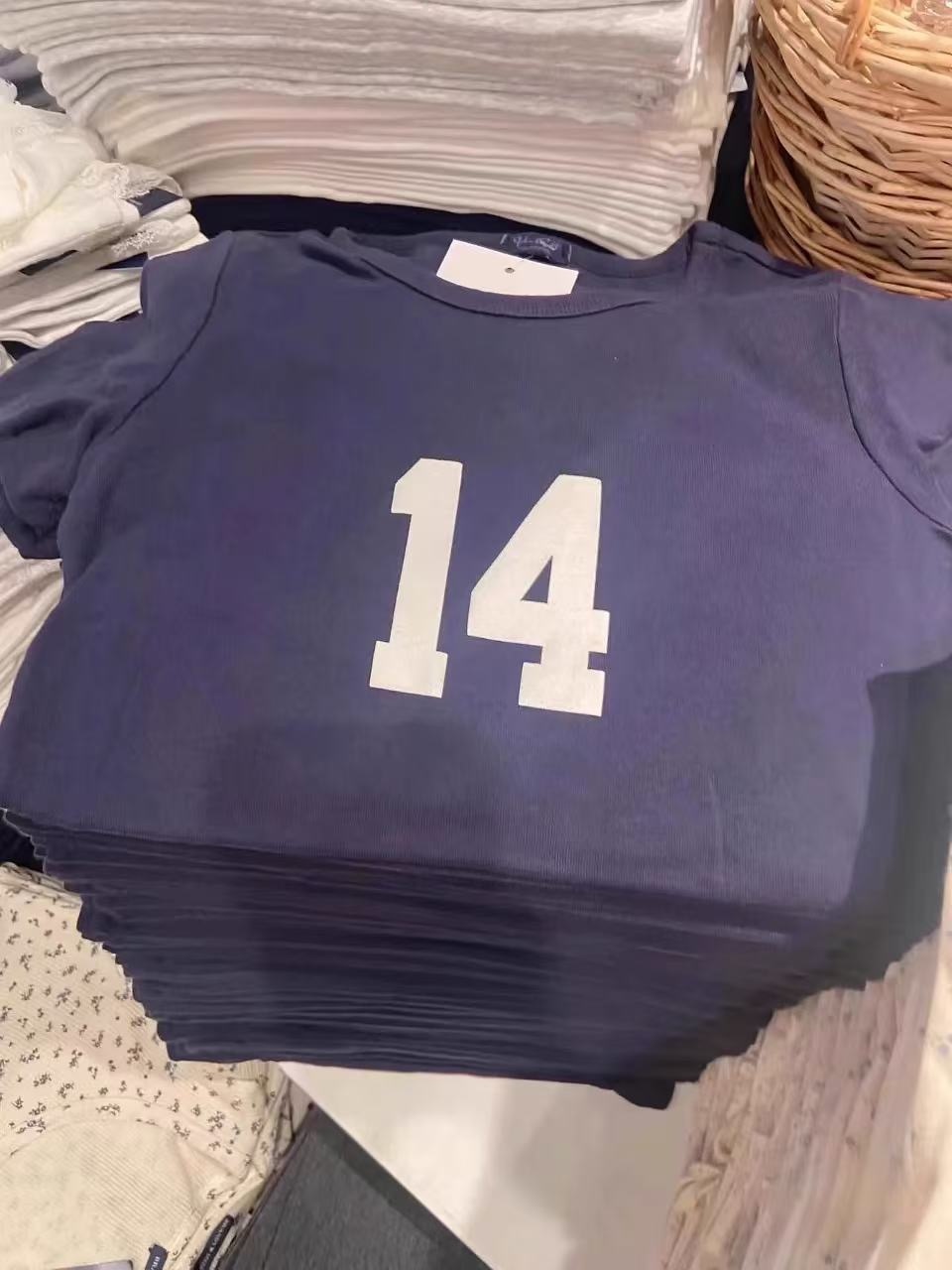 Babymonster Ahyeon Navy Blue "14" Crewneck T-Shirt 