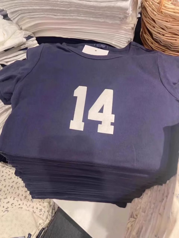 Babymonster Ahyeon Navy Blue "14" Crewneck T-Shirt 