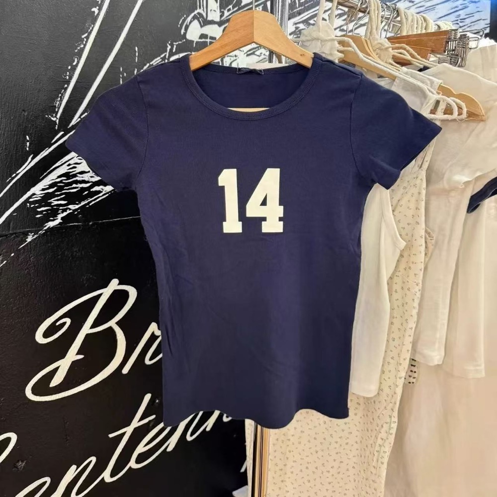 Babymonster Ahyeon Navy Blue "14" Crewneck T-Shirt 