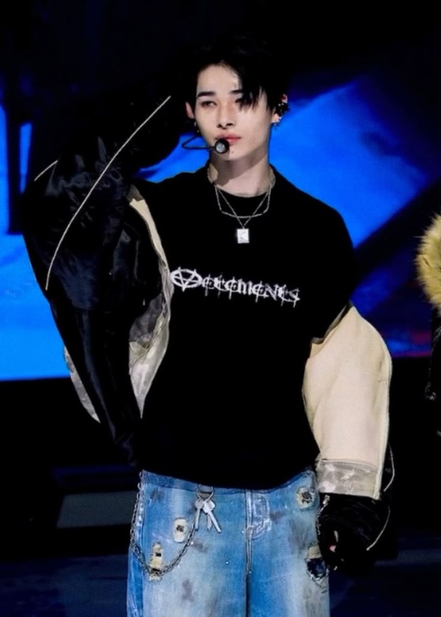 Enhypen NI-KI inspired VTM Icon Letter Print Oversized Casual Crew Neck T-Shirt For Men Women-NIKI