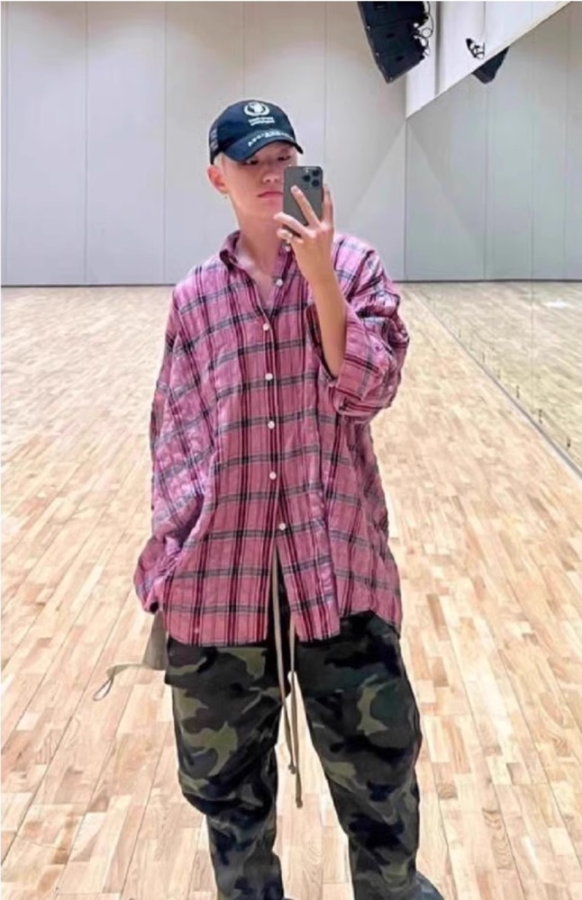 Pink Plaid Shirt Jacket-Hoshi Seventeen