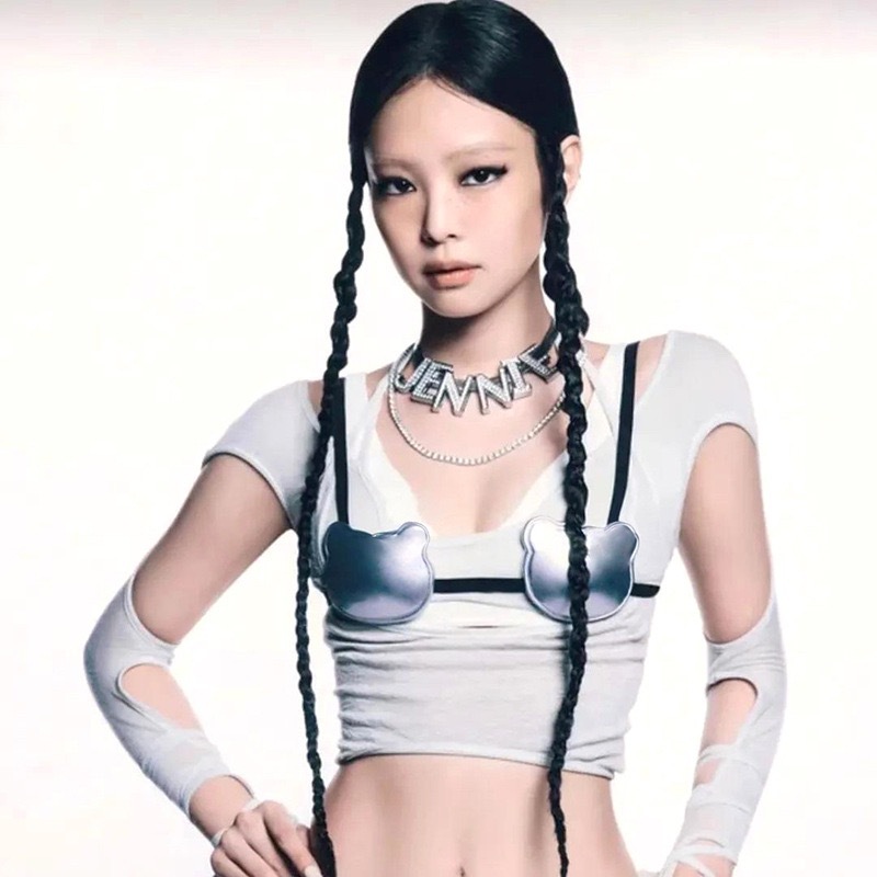 Blackpink Jennie-Hello kitty bra shirt set