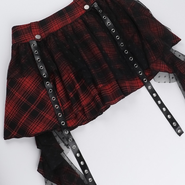 Red Black Polka Dot Mesh Half Skirt-Straykids concert outfitidea for STAY