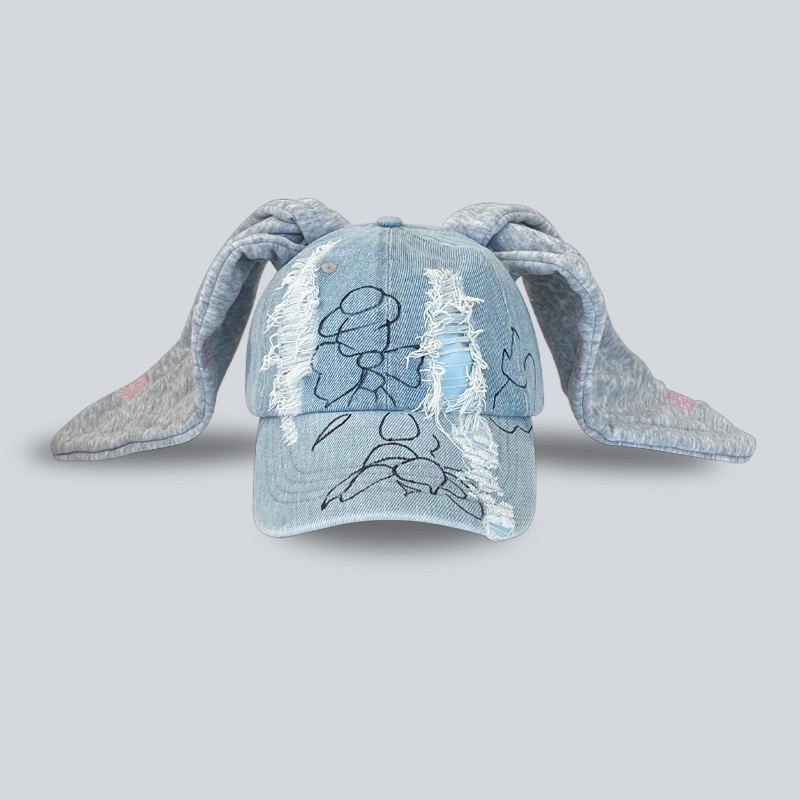 Y2K Grunge Rabbit Ear Baseball Cap Hat-Newjeans