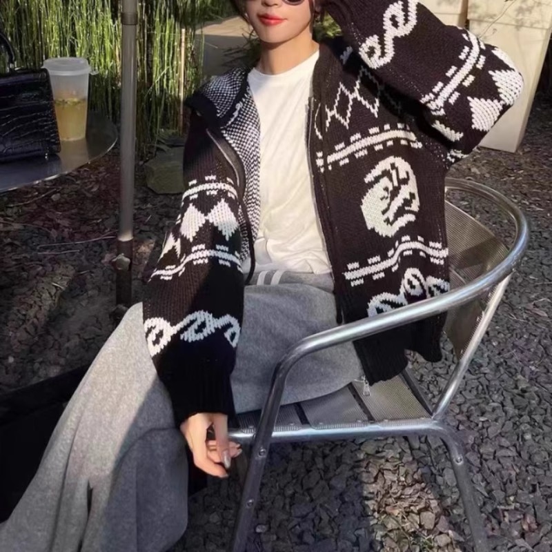 Aespa Karina-cozy oversized knit cardigan