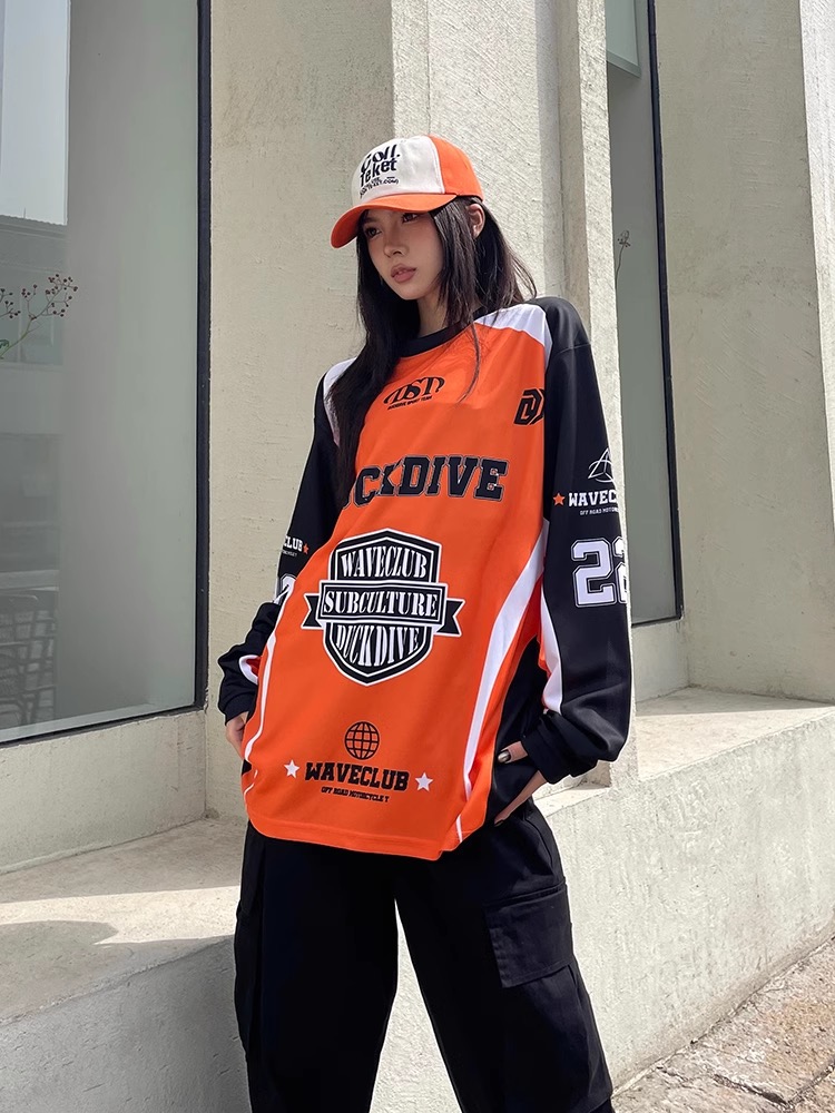 aespa Karina Inspired Retro Jersey Style Long Sleeve Tee 