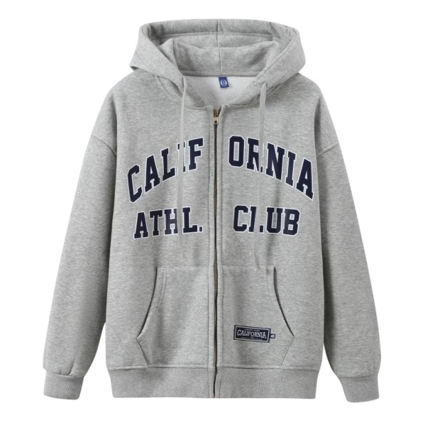 Seventeen Mingyu Grey Letter Print inspired Zip-Up Hoodie 