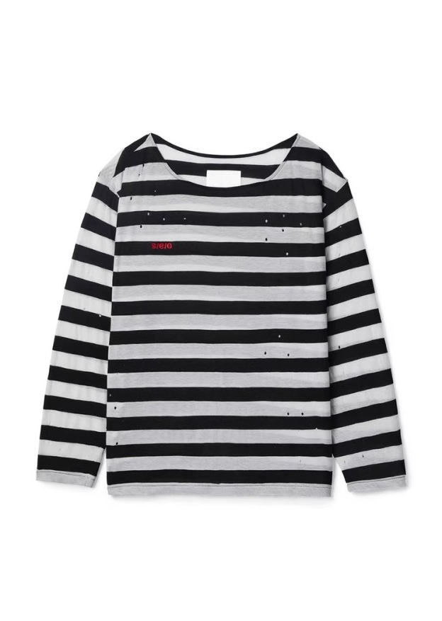 Aespa Ningning Inspired Striped Off-Shoulder Long Sleeve Tee