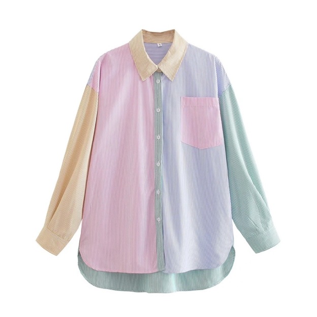 TXT Hueningkai inspired Colorblock Striped Shirt