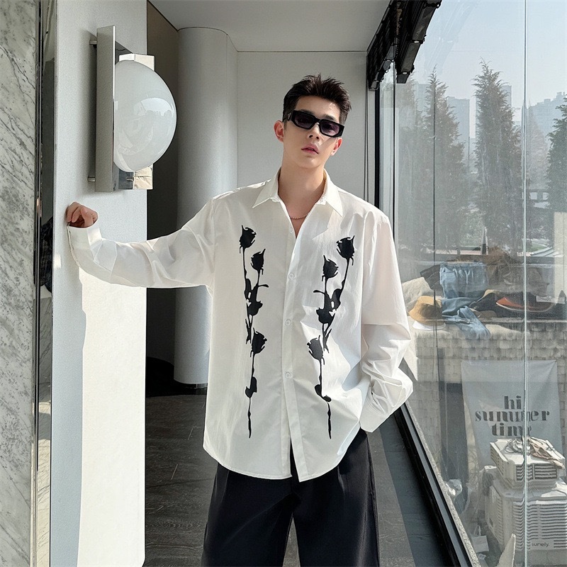 Enhypen Jungwon inspired White Rose Print Shirt