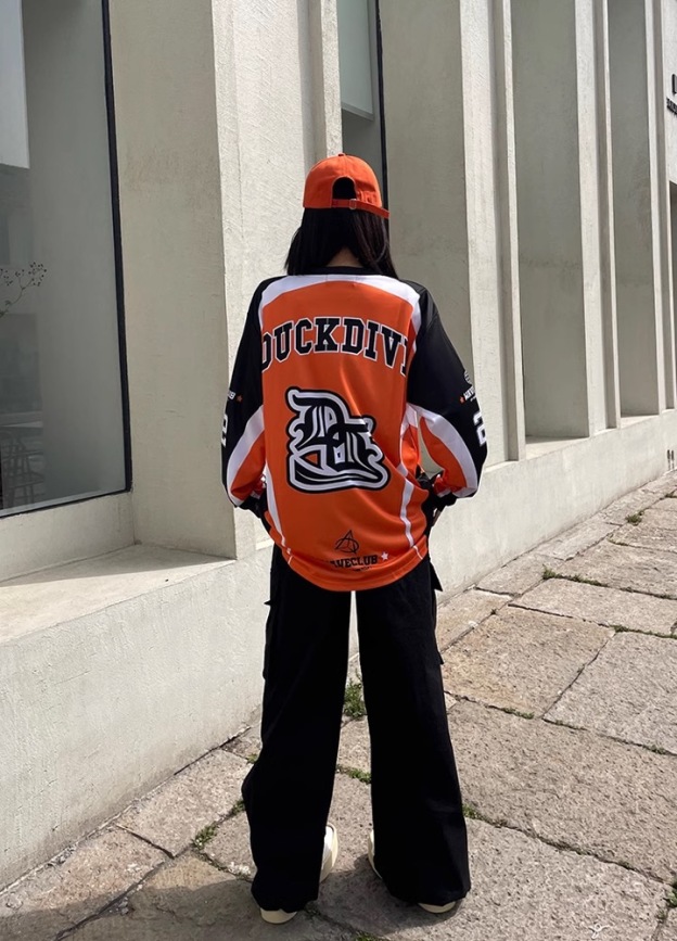 aespa Karina Inspired Retro Jersey Style Long Sleeve Tee 