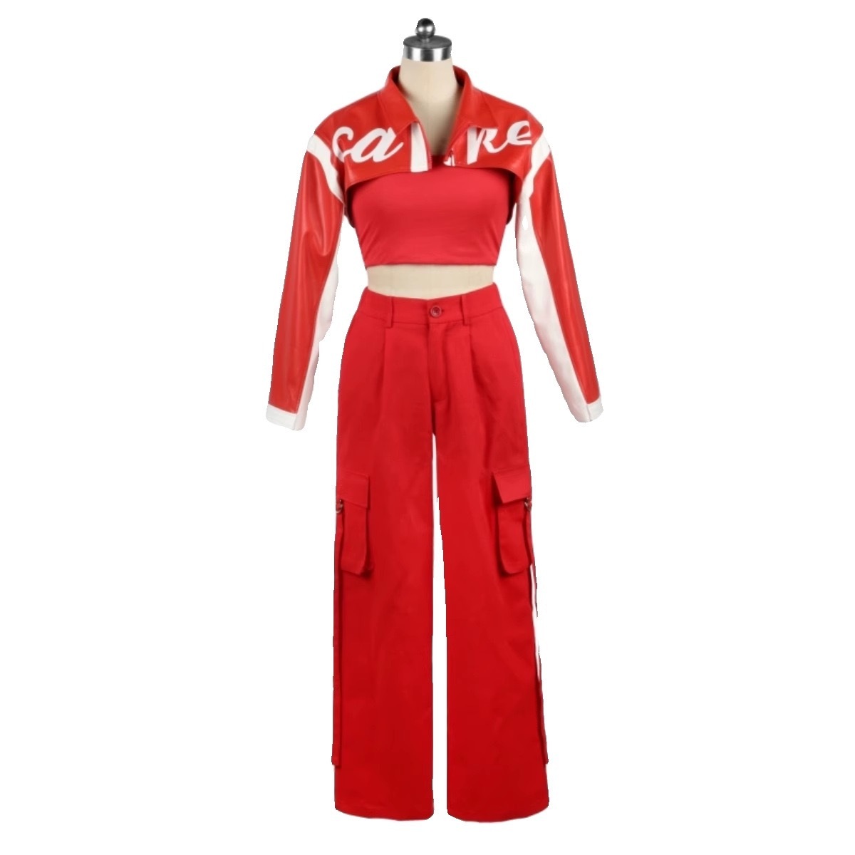 ITZY CAKE Performance-Inspired Red Hip-Hop Dance Set