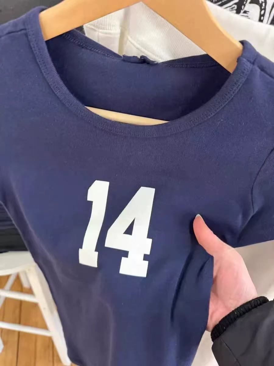 Babymonster Ahyeon Navy Blue "14" Crewneck T-Shirt 