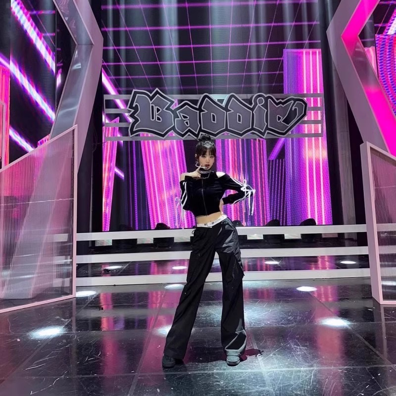 IVE WonYoung-Baddie Black Strapless Pants Suit Set