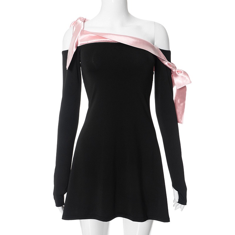 One-line neckline ruffled dress-Outfitidea For Blinks BLACKPINK-Inspired Fashion