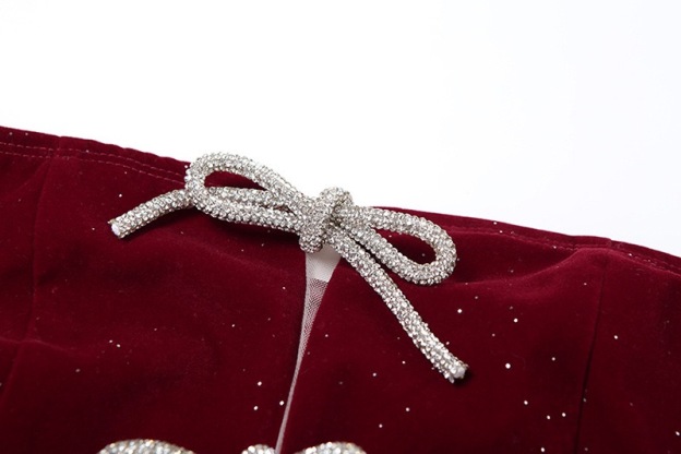 BabyMonster Ahyeon-Red Corset Bowknot Accent Top