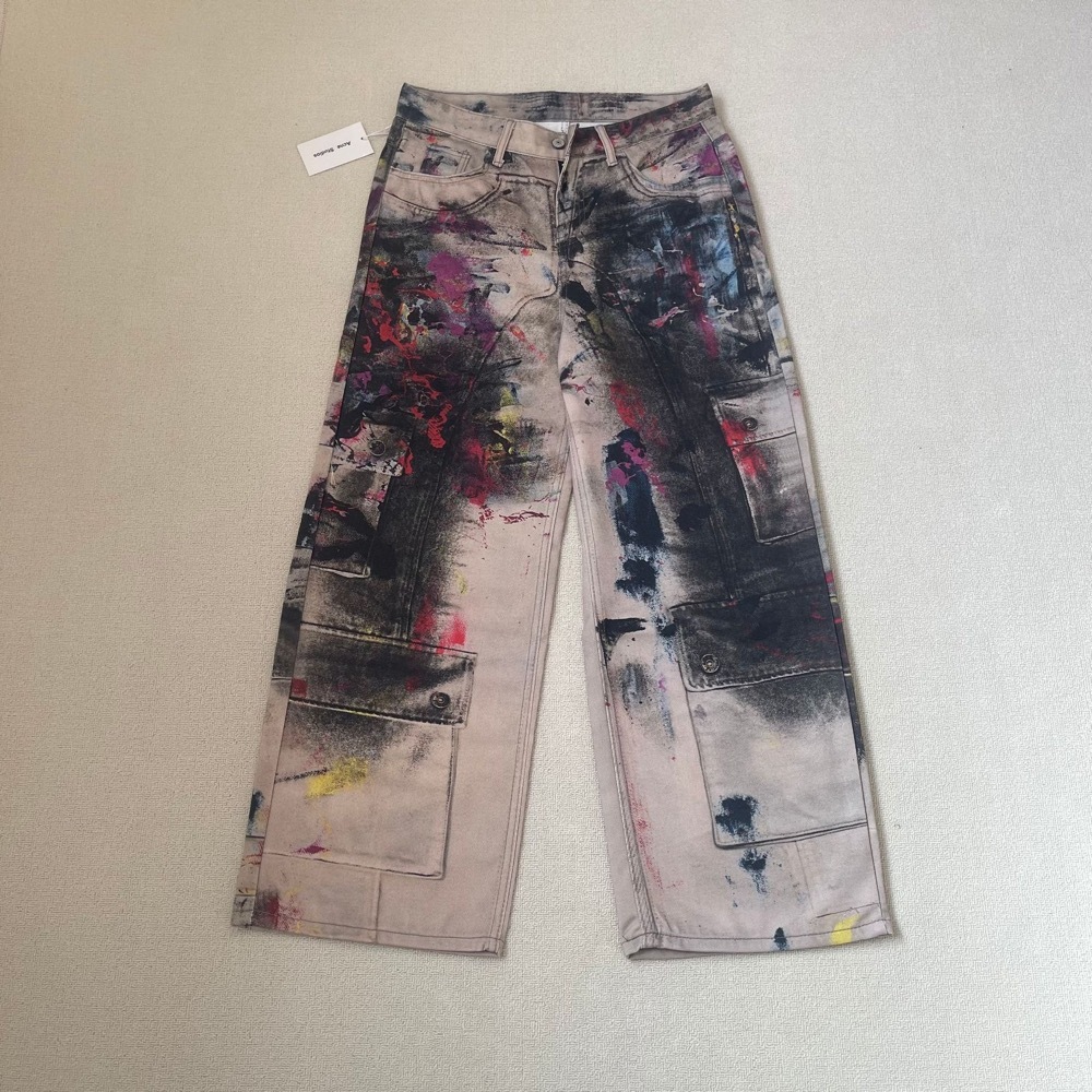 Katseye lara inspired AC Hand Drawn Splash Ink Denim Jeans  Pants