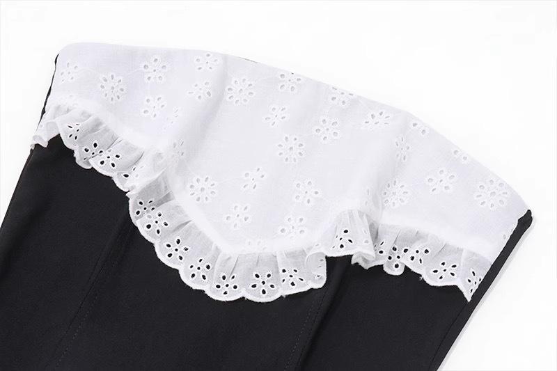 Babymonster Ahyeon Inspired Black White Off-Shoulder Top 