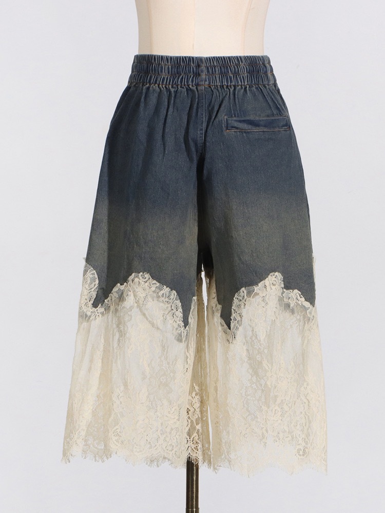  Le Sserafim Kazuha Lace Elegant Top Denim Shorts inspired Set