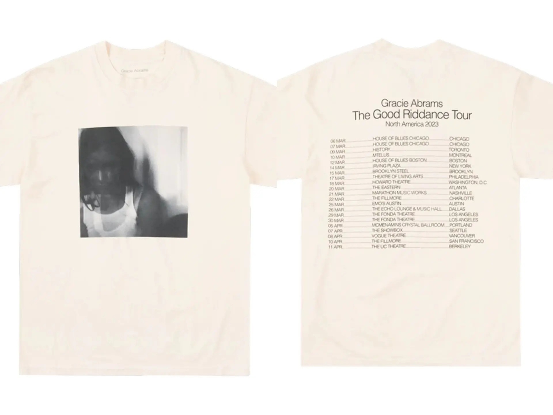 Gracie Abrams Official Website The Secret of Us Tour T-Shirt
