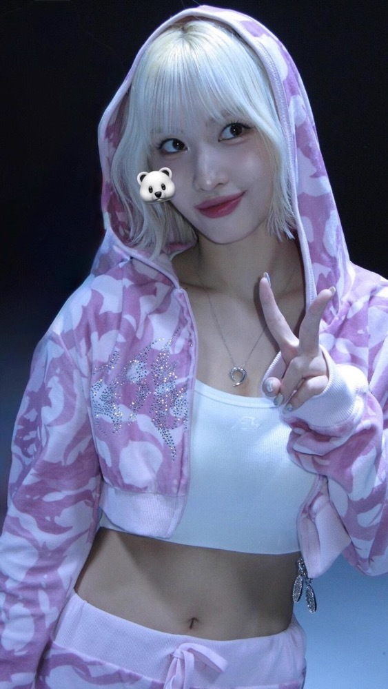 TWICE -Pink Camo Rhinestone Hoodie Set
