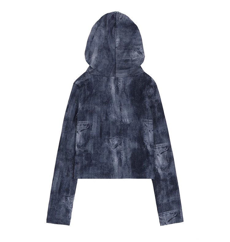 Aespa Winter Sun Protection Denim-Print Long Sleeve Tee shirt