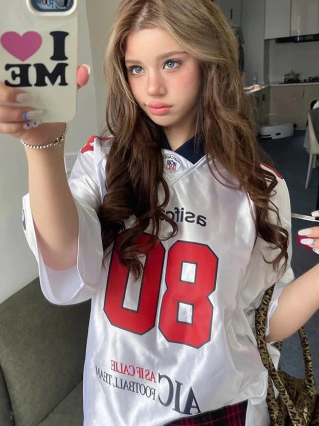 NewJeans Minji Inspired Patchwork Jersey Tshirt-NJZ