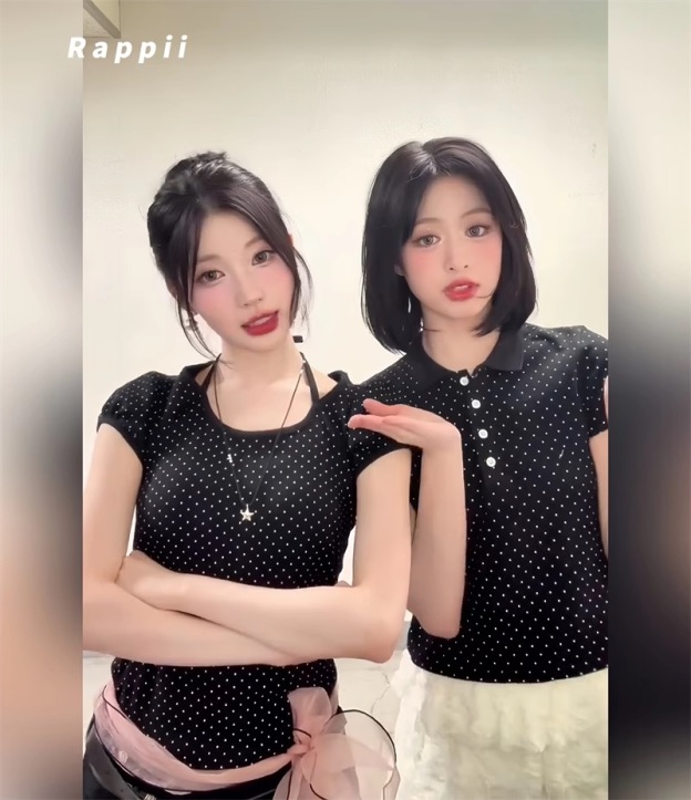 BABYMONSTER Ahyeon & Asa Inspired Dot Print T-Shirt