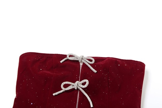 BabyMonster Ahyeon-Red Corset Bowknot Accent Top