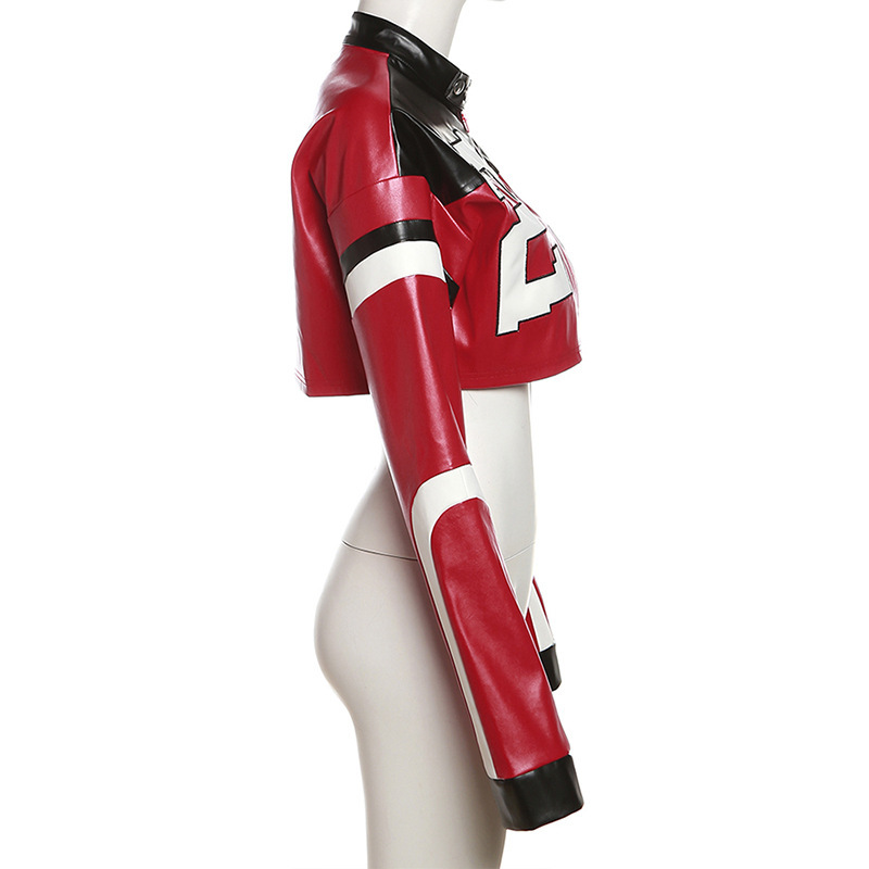 Contrast embroidery patchwork faux leather jacket-Enhypen outfit inspiration ENGENE