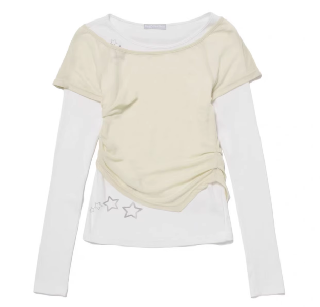 Twice Nayeon Inspired Round Neck Fake Two Piece Long Sleeve