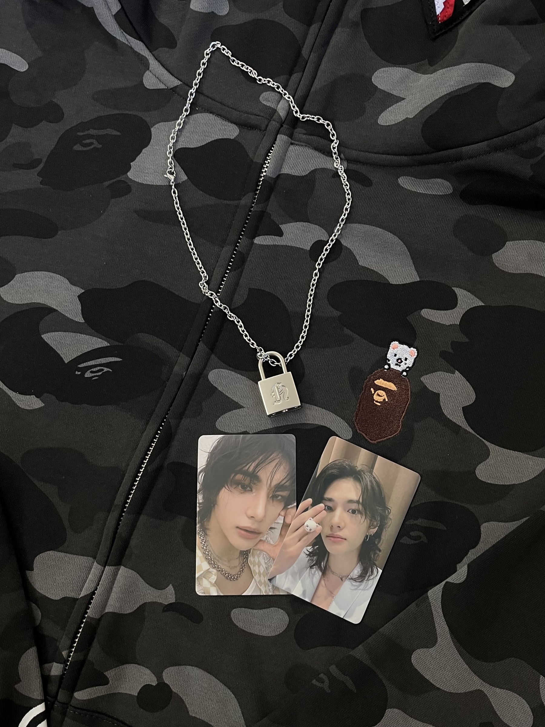 Straykids Hyunjin Inspired Initial Lock Pendant Necklace