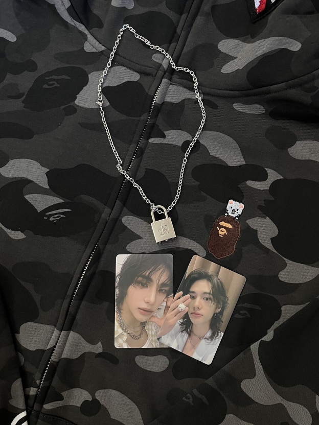 Straykids Hyunjin Inspired Initial Lock Pendant Necklace