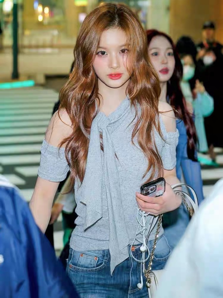 NMIXX Sullyoon Inspired Halter Open Shoulder Top