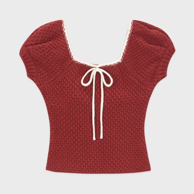 IVE Wonyoung & LE SSERAFIM Eunchae Inspired Red Knit Top
